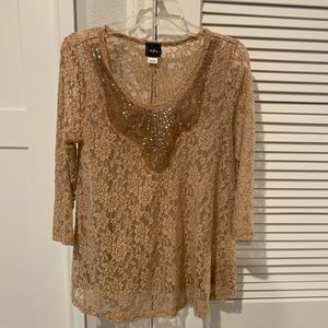 Day trip brown/tan lace top